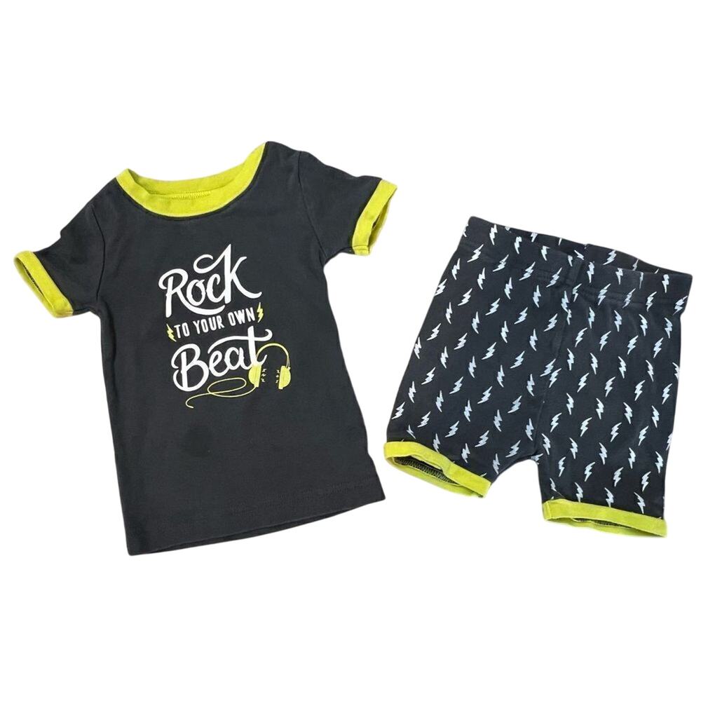 Old Navy Graphic "Rock to Your Own Beat" Shorts Pajama Set 18-24 Months Music